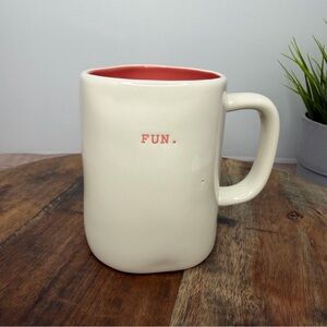 Rae Dunn FUN Typewriter font pink Mug